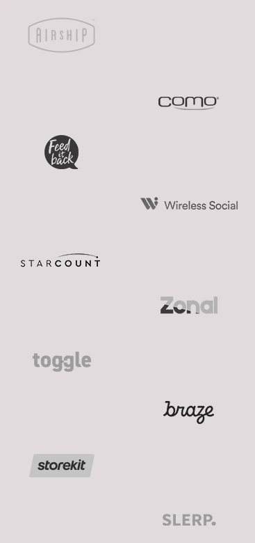 Black and white DataHawk partner logos: Airship, FeedItBack, StarCount, Toggle, Wireless Social & Zonal